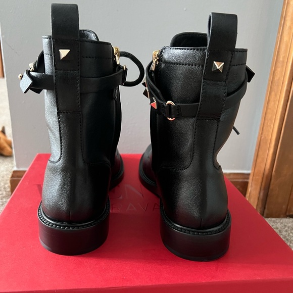 Valentino Garavani Black Studded Combat Boots - Picture 3 of 16
